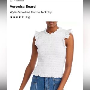 Veronica Beard White Ruffle Smocked Tank Top